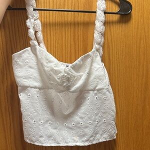 PRINCESS POLLY White Floral Cropped Tank Top
